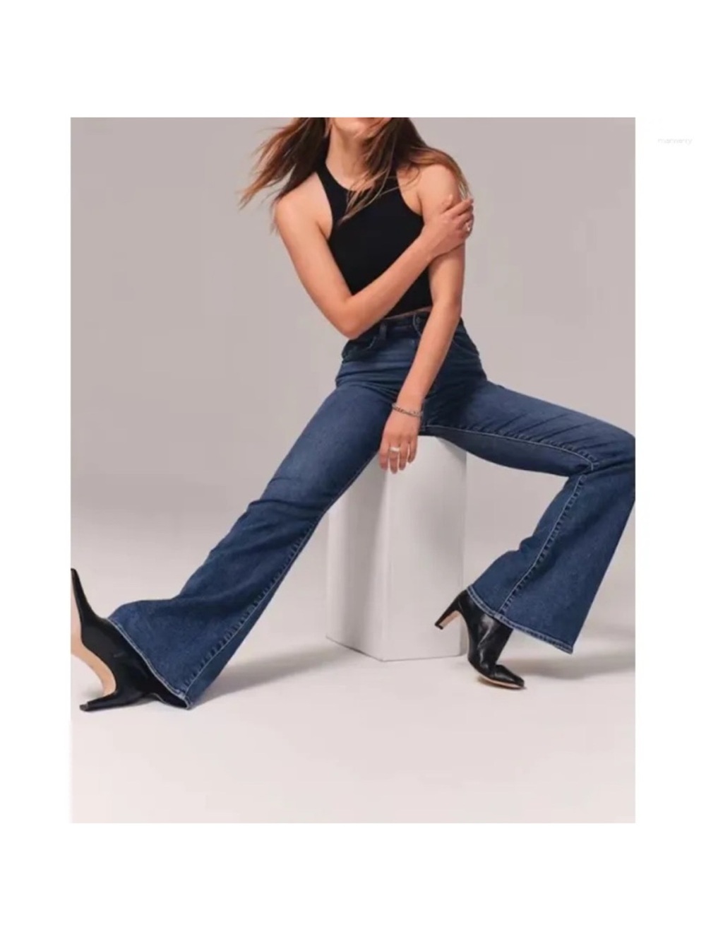 Abercrombie & Fitch Curve Love Indigo Ultra High-Rise Wide Flare Jeans 28